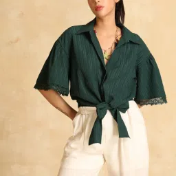 Kazo Green Textured Pattern Casual Shirt image 1