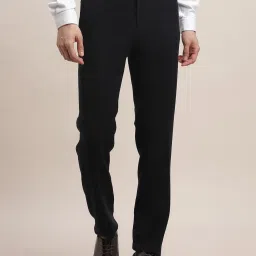 Turtle Navy Ployester Slim Fit Trousers image 1