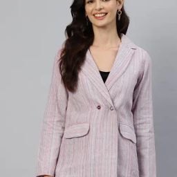 Cottinfab Pink & White Striped Blazer-picture-32