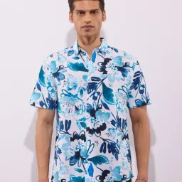 Hoversoul Blue Cotton Regular Fit Printed Half Sleeves Shirt-picture-46