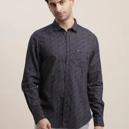 Turtle Blue Cotton Slim Fit Printed Shirt image 1