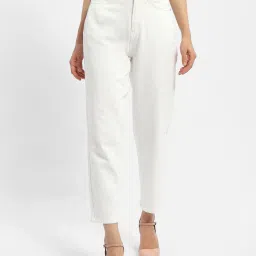 MADAME White Cotton Regular Fit Mid Rise Jeans image 1