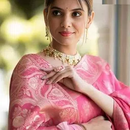 BAFNA MENS WEAR Woven Design Zari Art Silk Handloom Banarasi Saree image 5