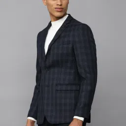 allen solly Men Navy Slim Fit Check Formal Blazer image 3