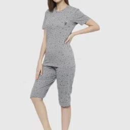Vimal Jonney Grey Graphic Print Pajama Set image 3