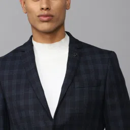 allen solly Men Navy Slim Fit Check Formal Blazer image 4