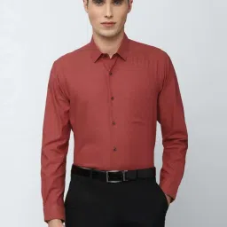 Peter England Maroon Cotton Regular Fit Printed Shirts image 1