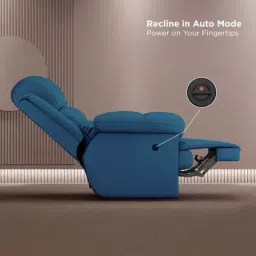 The Sleep Company Blue Luxe Patented SmartGRID Technology Motorised Single Recliner Sofa image 3