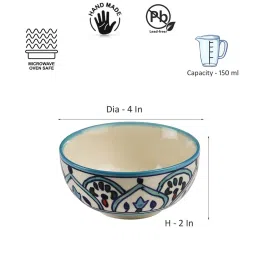 VarEesha The Royal Crown Blue Ceramic Veg Bowls (150 ml) - Set of 4 image 5