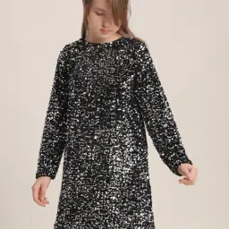 VERO MODA GIRL Jet Black Embellished Dress-image-40