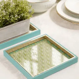 Pure Home and Living Blue Faux Leather Platters-image-47