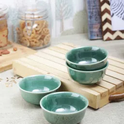 VarEesha Awesome Solids Green Ceramic Veg Bowls (120 ml) - Set of 4 image 1
