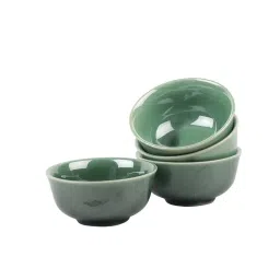 VarEesha Awesome Solids Green Ceramic Veg Bowls (120 ml) - Set of 4 image 2