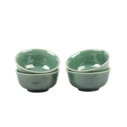 VarEesha Awesome Solids Green Ceramic Veg Bowls (120 ml) - Set of 4 image 3