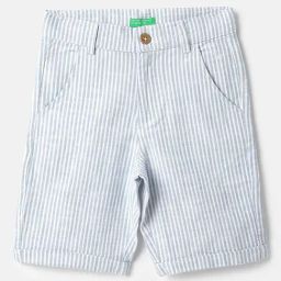 United Colors of Benetton Boys Blue Pure Cotton Striped Shorts-picture-24