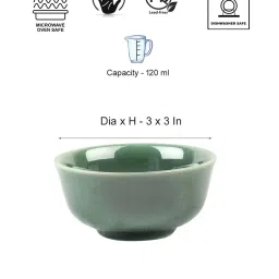 VarEesha Awesome Solids Green Ceramic Veg Bowls (120 ml) - Set of 4 image 5