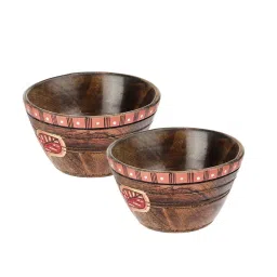 VarEesha Red Leaf Brown Ceramic Veg Bowls (200 ml) - Set of 2 image 3