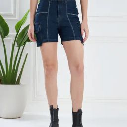KASSUALLY Blue Denim Relaxed Fit Shorts-picture-36