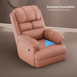 The Sleep Company Brown Luxe Patented SmartGRID Technology Motorised Single Recliner Sofa image 2