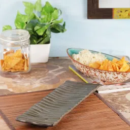 VarEesha Awesome Solids Brown Ceramic Serving Platter - Set of 1 image 1