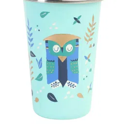 Chumbak Owl In The Woods Sky Blue Stainless Steel Tumbler - Set of 1 image 1