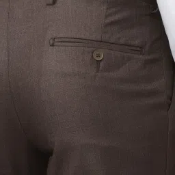 Van Heusen Brown Slim Fit Textured Trousers image 4