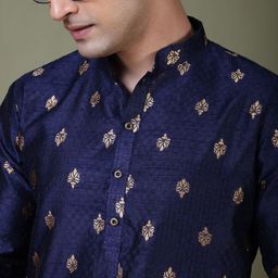 DEVOILER Men Ethnic Motifs Embroidered Thread Work Jacquard Kurta-picture-19