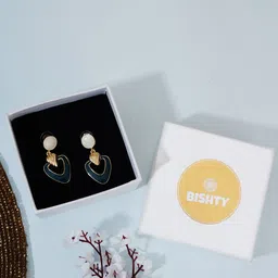 Bishty Fashion Korean Stainless Steel Gold -Plated Artificial Stones Studded Drop Earrings-picture-26