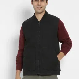 American Eagle Black Cotton Regular fit Solid Jacket-picture-15