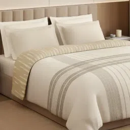 Spaces Cream Cotton Geometric 350 TC Double Quilt image 2