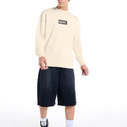 Bewakoof Official Marvel Men's Beige Venom Graphic Printed Oversized Sweatshirt image 4