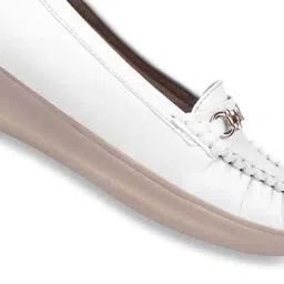 Shoetopia Women's White Wedge Loafers image 4