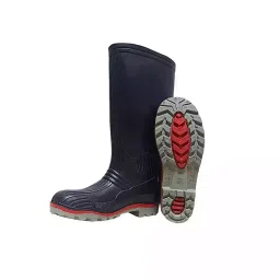 Fortune Click 381 mm(15 Inch) High Ankle Black, Red & Grey PVC Gumboot Size 7 image 1