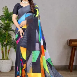 P D Silk Mills Floral Pure Georgette Saree image 2