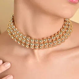 ToniQ Gold-Plated Beaded Choker Necklace-picture-45