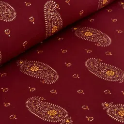 JAIPUR FABRIC Traditional Goldi Maroon Queen Size Bed Sheet With 2 Pillow Covers (Queen) image 2