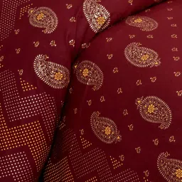 JAIPUR FABRIC Traditional Goldi Maroon Queen Size Bed Sheet With 2 Pillow Covers (Queen) image 4