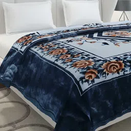 Monte Carlo Blue & Brown Heavy Winter 120 GSM Double Bed Blanket-picture-25