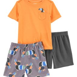 Carter's Toddler 3 Piece Toucan Loose Fit PJs - Orange Black & Grey-picture-24