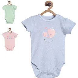 MINI KLUB Cotton Pack Of 3 Full Sleeves Mamas Baby Girl Text & Fruits Printed Onesies - Multi Colour-picture-15