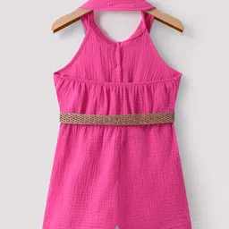 Kookie Kids Sleeveless Halter Neck Jumpsuit Solid Colour - Fuchsia image 2