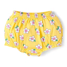 Babyhug 100% Cotton Single Jersey Knit Antibacterial Bloomers With Polka Dots & Floral Print Pack of 3 - Pink Yellow & Light Blue image 2