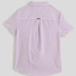 One Friday Cotton Woven Half Sleeves Solid Shirt - Lilac image 3