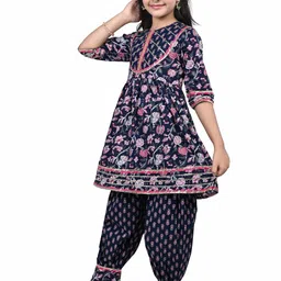 BAESD Girls Floral Printed Gotta Patti Kurta with Patiala image 4