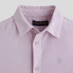One Friday Cotton Woven Half Sleeves Solid Shirt - Lilac image 5