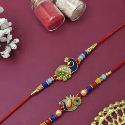 MEIRA JEWELLERY Set Of 2 Rakhi With Greeting Card & Roli Chawal-picture-27