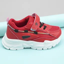 Cute Walk by Babyhug Color Block Sneakers with Velcro - Red Black image 5