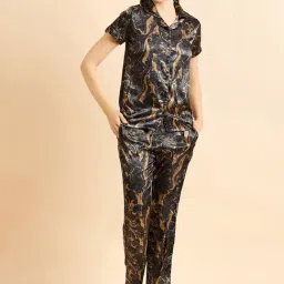 Sweet Dreams Black Printed Shirt Pyjama Set-image-4