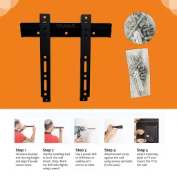 YAJNAS Black Heavy Duty Fixed TV Wall Mount Bracket Stand for 17 to 36 inch LCD image 4