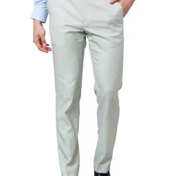 Park Avenue Sea Green Regular Fit Check Flat Front Trousers-picture-38